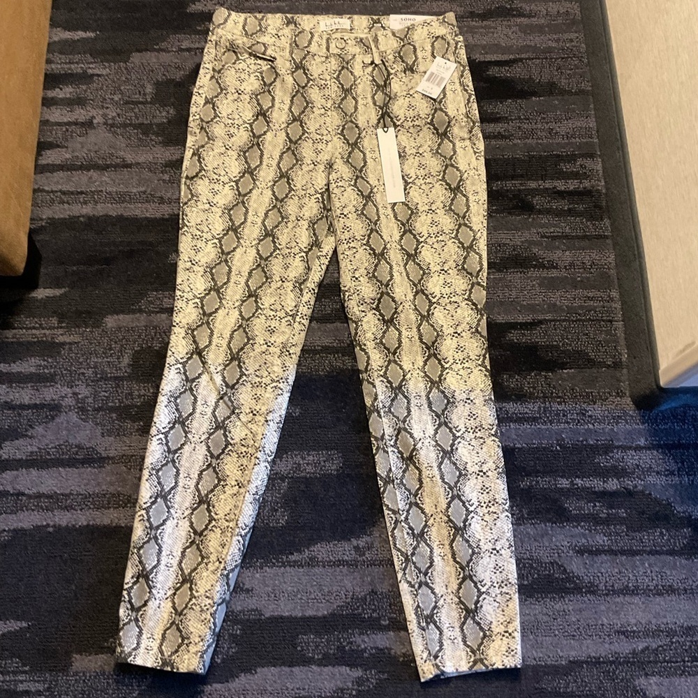 Nicole Miller Snake Print Skinny High Rise SOHO Pants - Black and Cream Size 8